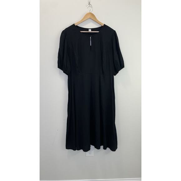 NWT Old Navy 2X Plus Midi Swing Dress Keyhole Black Boho Cottagecore Whimsygoth - Picture 1 of 13